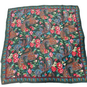 Charter Club -428 Silk Green Floral Paisley Print Scarf‎ 34 x 34